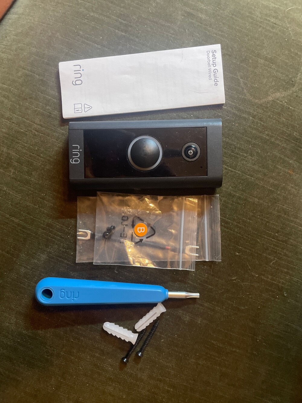 Ring Doorbell Wired Black Wired Doorbell with Setup Guide and Accessories